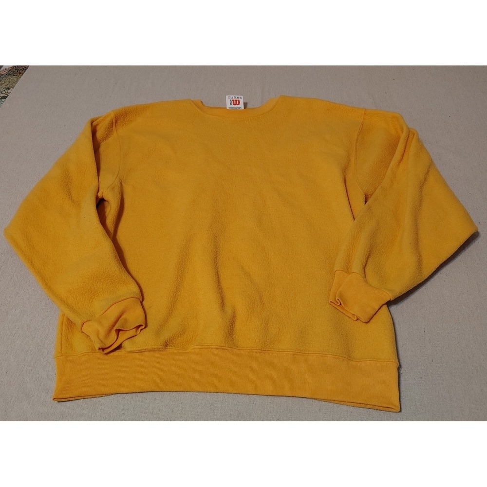 Wilson Vintage 90's Fleece Sweatshirt Mens‎ Large Yellow Crewneck Long Sleeve 16